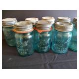 (11) Aqua Ball "Perfect Mason" Pint Jars w/ Lids