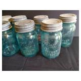 (11) Aqua Ball "Perfect Mason" Pint Jars w/ Lids