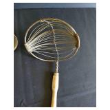 "Boye" Dipper and Primitive Strainer Ladle w/ Wood Handles