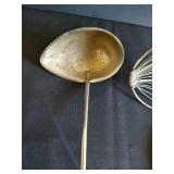 "Boye" Dipper and Primitive Strainer Ladle w/ Wood Handles