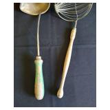 "Boye" Dipper and Primitive Strainer Ladle w/ Wood Handles