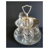 Dorothy Thorpe Silver Rimmed Glasses & Misc. Tray