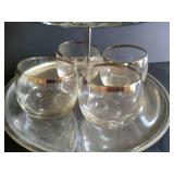Dorothy Thorpe Silver Rimmed Glasses & Misc. Tray