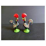 3" Portuguese Hand-Painted Metal "Galode Barcelos" Roosters