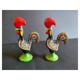 3" Portuguese Hand-Painted Metal "Galode Barcelos" Roosters