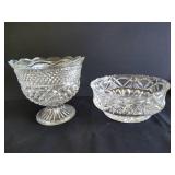 Anchor Hocking Wexford Compote & Western Germany Cut Glass Bowl