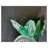 Murano-Style Emerald Green Art Glass Fish Vase