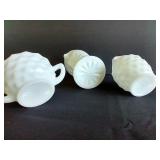 Milk Glass Vase & Cream & Sugar Set