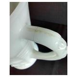 Milk Glass Vase & Cream & Sugar Set