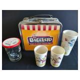 Vintage Lunch Box, Cups & Juice Cup w/ Lid