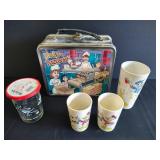 Vintage Lunch Box, Cups & Juice Cup w/ Lid