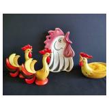 Roosters Kitchen Lot- Spoon Rest, Pepper Shakers & Soap Dish