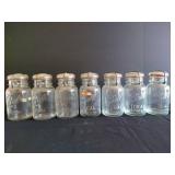 (7) Glass Ball 1 Qt Jars w/ Glass Lids & Wire Bails