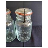 (7) Glass Ball 1 Qt Jars w/ Glass Lids & Wire Bails