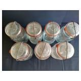 (7) Glass Ball 1 Qt Jars w/ Glass Lids & Wire Bails