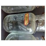 (7) Glass Ball 1 Qt Jars w/ Glass Lids & Wire Bails