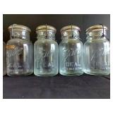 (7) Glass Ball 1 Qt Jars w/ Glass Lids & Wire Bails
