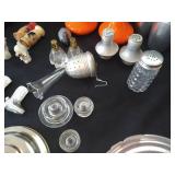 Treasure Seekers Lot: S+P Shakers, Pyrex Coffee Filter, Lids, Stoppers, Etc