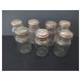 (7) Vintage Glass Quart Jars w/ Lids, 3 "Smokey" Drey & 4 Unmarked