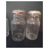 (7) Vintage Glass Quart Jars w/ Lids, 3 "Smokey" Drey & 4 Unmarked