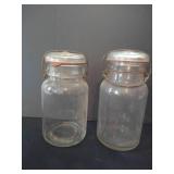 (7) Vintage Glass Quart Jars w/ Lids, 3 "Smokey" Drey & 4 Unmarked