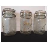 (7) Vintage Glass Quart Jars w/ Lids, 3 "Smokey" Drey & 4 Unmarked