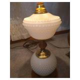 Amber Ball Lamp & Hobnail Milk Glass Lamp