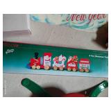 Christmas Lot - Vintage Santa Signs, Large Glass Jar With Ornaments, Etc