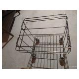 Small Wood Table & Heavy Metal Rolling Rack