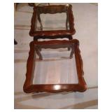 (2) Beautiful Vintage Wood & Glass End Tables
