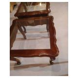 (2) Beautiful Vintage Wood & Glass End Tables