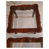 (2) Beautiful Vintage Wood & Glass End Tables