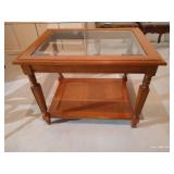 Beautiful Vintage Wood & Glass End Table