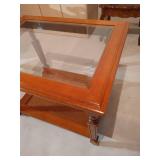 Beautiful Vintage Wood & Glass End Table