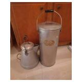 Vintage Style Tall Steel Milk Can & Cowboy Coffee Pot