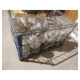 Metal Crate Full of Vintage Insulators