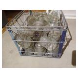 Metal Crate Full of Vintage Insulators