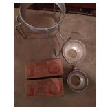 Vintage Wearever Cone Collander Stand, Canning Jar Lids And Canning Funnels
