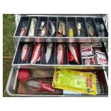 Vintage Fishing Rod & Tackle Box With Lures
