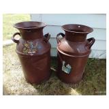 (2) Vintage Painted Milk Cans