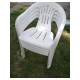 (4) White Plastic Lawn Chairs