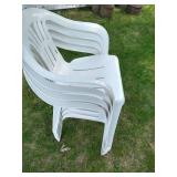 (4) White Plastic Lawn Chairs