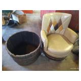 Vintage Barrel Planter & Barrel Swivel Chair