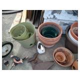 Large Garden Lot - Pots, Decor, Vintage Wagon, Etc