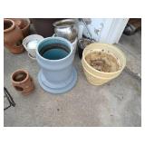 Large Garden Lot - Pots, Decor, Vintage Wagon, Etc