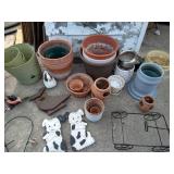 Large Garden Lot - Pots, Decor, Vintage Wagon, Etc