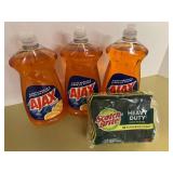 Ajax Dish Soap and Scotch Brite Pads