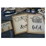 Box of Home decor wall hangings, st...