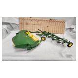 Ertl John Deere Mower Conditioner Toy 1/16 and Four Bottom Plow