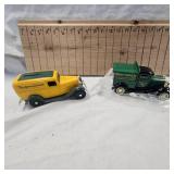 Lot of 2 Delivery Truck Coin Banks with advertising